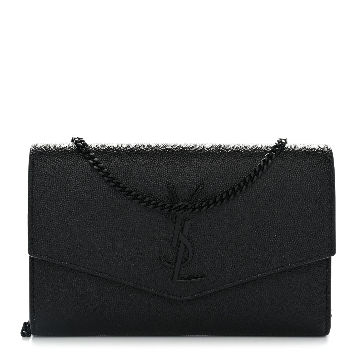 Saint Laurent Grain De Poudre Monochrome Uptown Chain Wallet Black 1 of 11