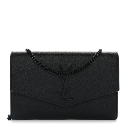 Saint Laurent Grain De Poudre Monochrome Uptown Chain Wallet Black 1 of 11