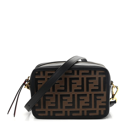 Fendi Vitello Century Bi-Color FF 1974 Embossed Mini Camera Case Maya Black 1 of 8