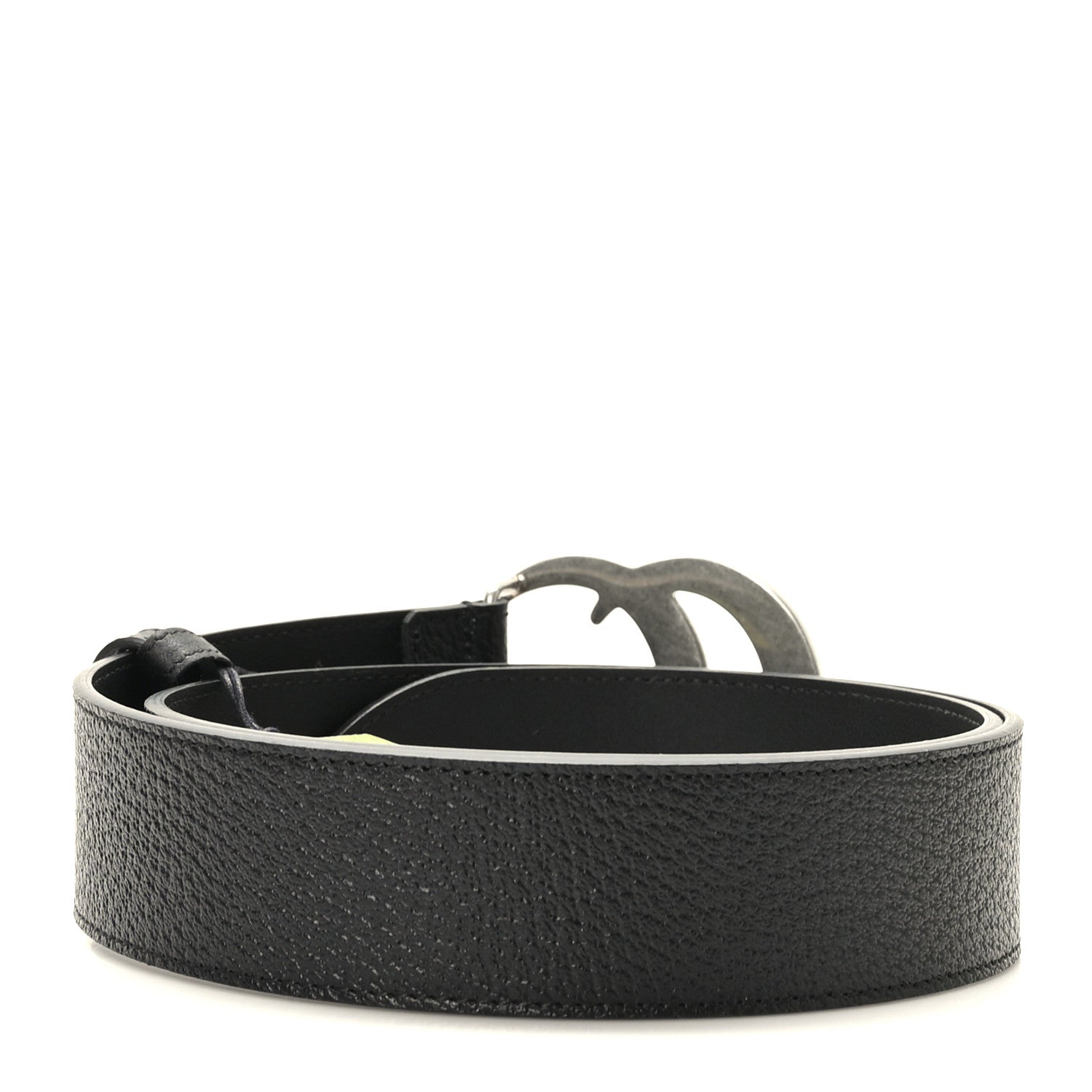 Gucci Textured Dollar Calfskin Nickel Double G 40mm Belt 85 34 Black 2 of 6
