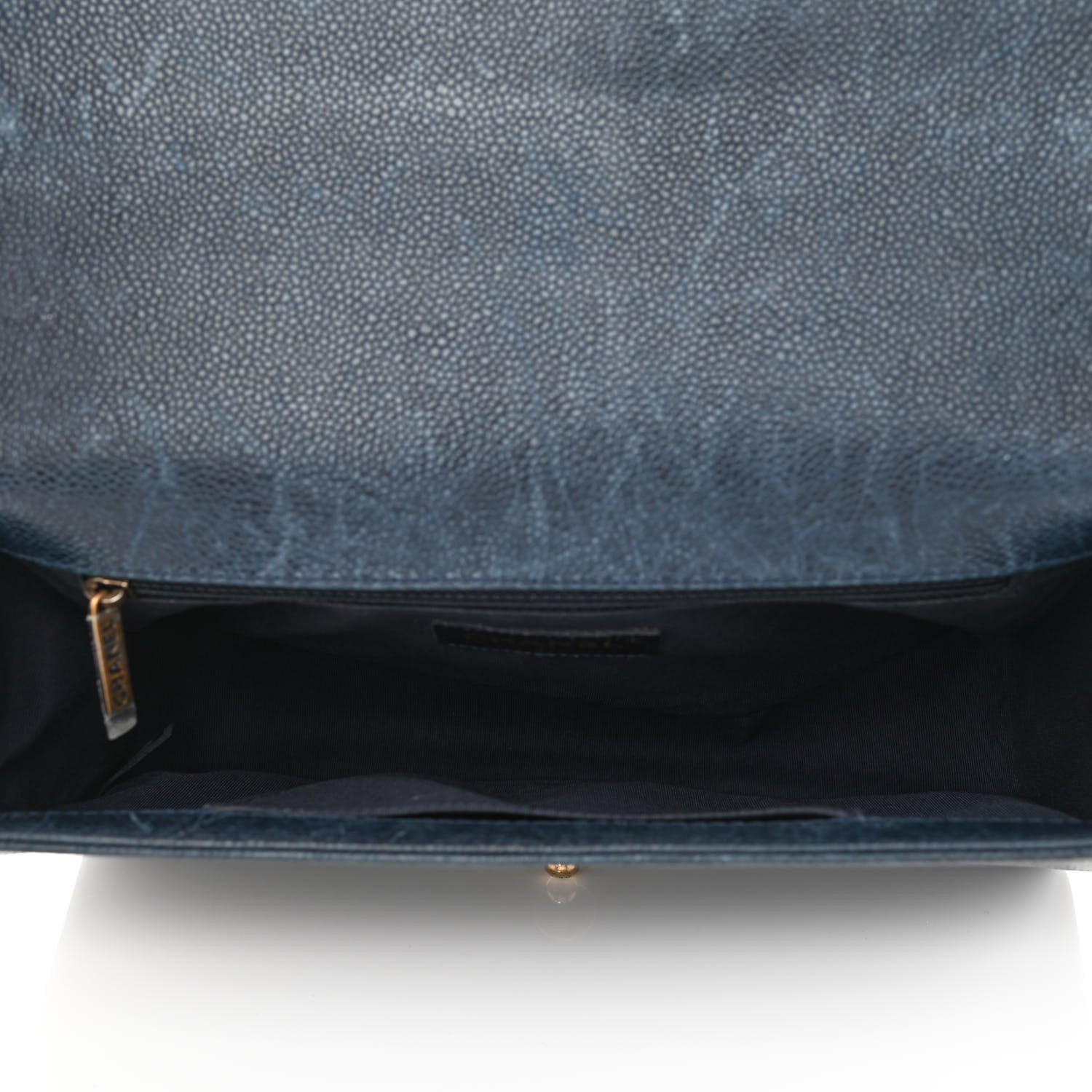 Chanel Caviar Quilted New Medium Boy Flap Dark Navy Blue 4 of 13