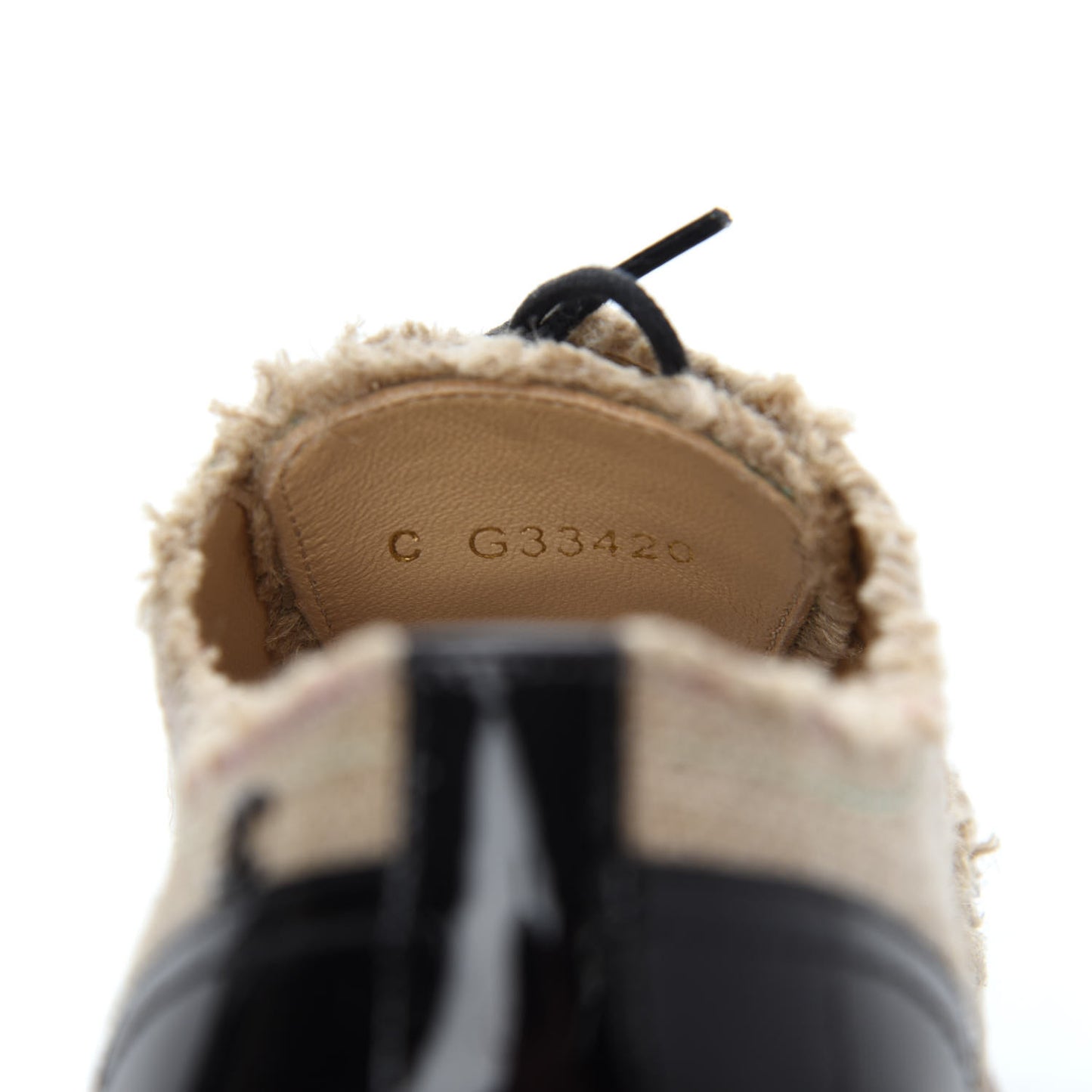 Fabric Patent Calfskin Lace Up Cap Toe Oxfords 39.5 Beige Black