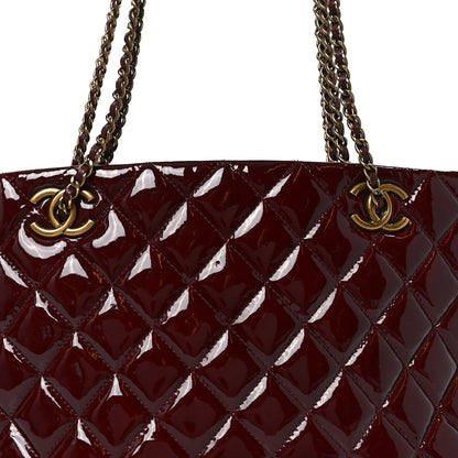 Chanel Patent Goatskin Quilted Small CC Eyelet Tote Burgundy 7 of 10