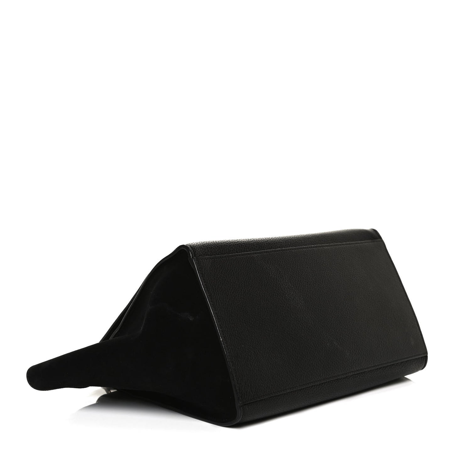 Drummed Calfskin Suede Small Trapeze Black