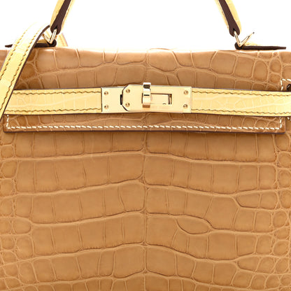 Hermes Matte Alligator Horseshoe Mini Kelly Sellier 20 Kraft Vanille 8 of 11
