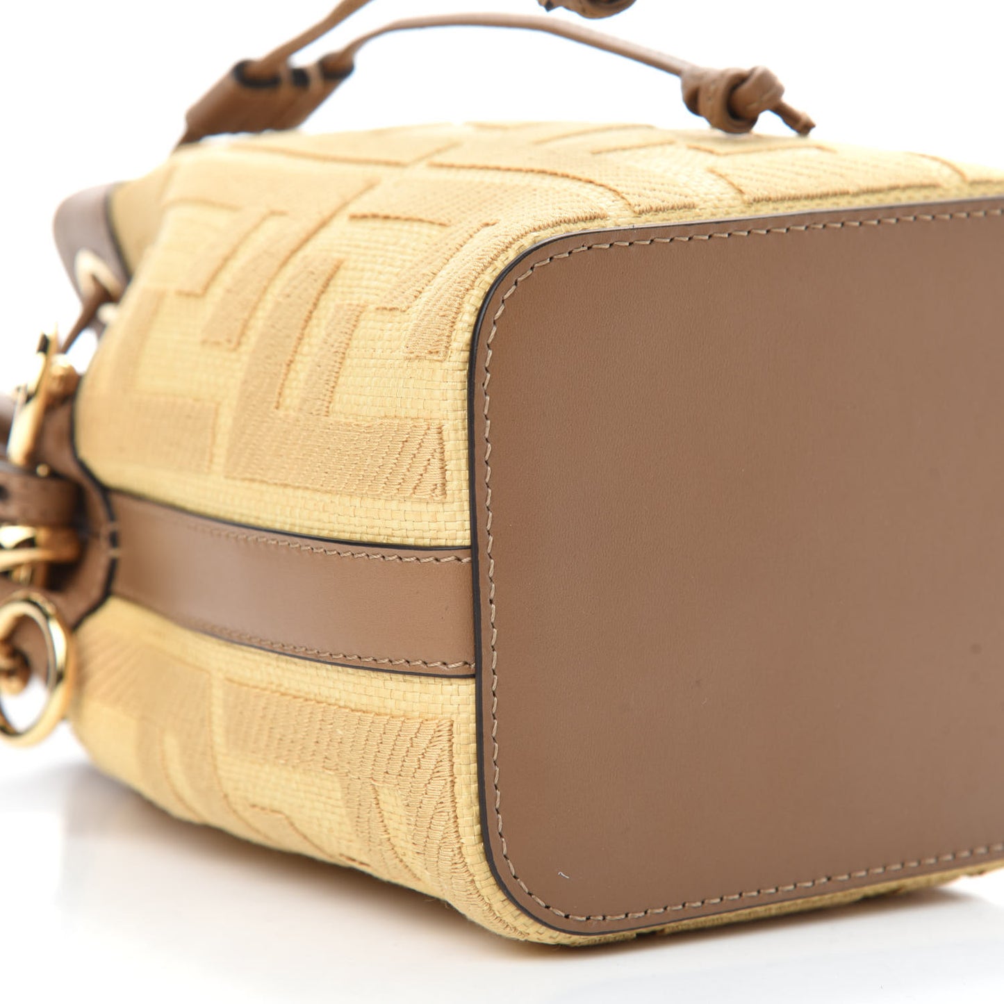 Raffia Vitello King Lucido F is Fendi FF Embroidered Mini Mon Tresor Bucket Bag Grano Sand