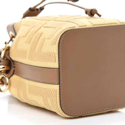 Fendi Raffia Vitello King Lucido F is Fendi FF Embroidered Mini Mon Tresor Bucket Bag Grano Sand 6 of 10