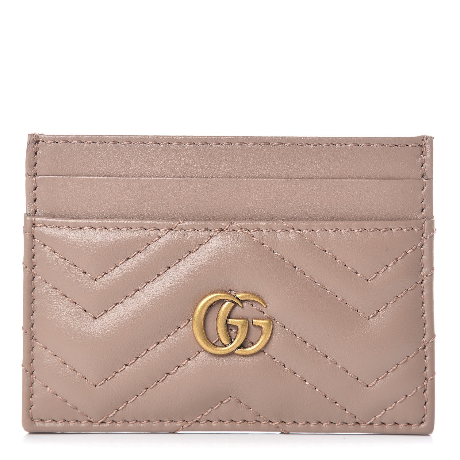 Gucci Calfskin Matelasse GG Marmont Card Holder Porcelain Rose 1 of 6