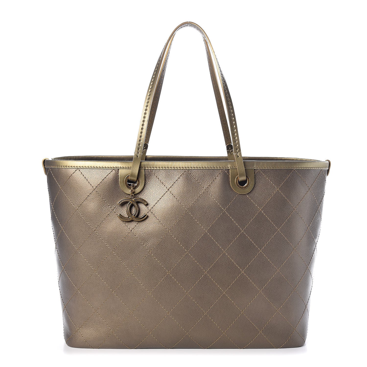 Chanel Grained Calfskin Large Shopping Fever Tote Gold 3 of 10