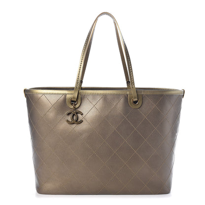 Chanel Grained Calfskin Large Shopping Fever Tote Gold 3 of 10