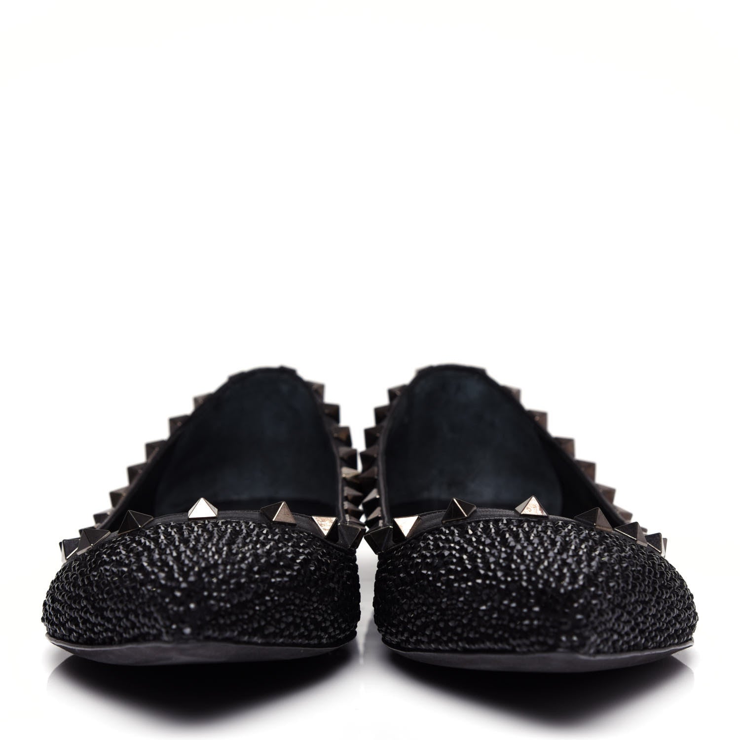 Valentino Garavani Crystal Rockstud Ballerina Flats 39.5 Black 2 of 11