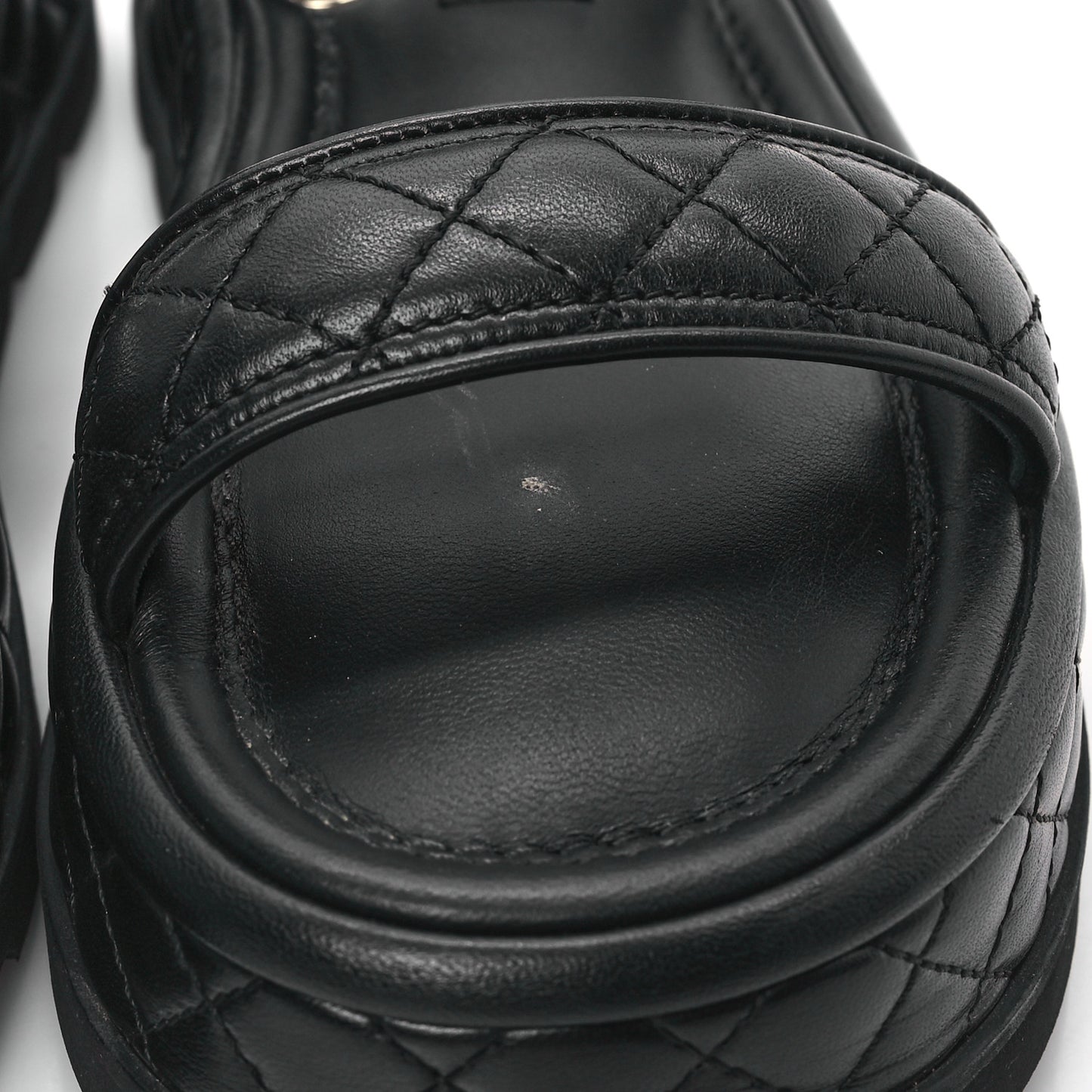 Lambskin Quilted Platform Sandals 37 Black
