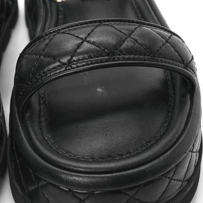 Chanel Lambskin Quilted Platform Sandals 37 Black 9 of 9