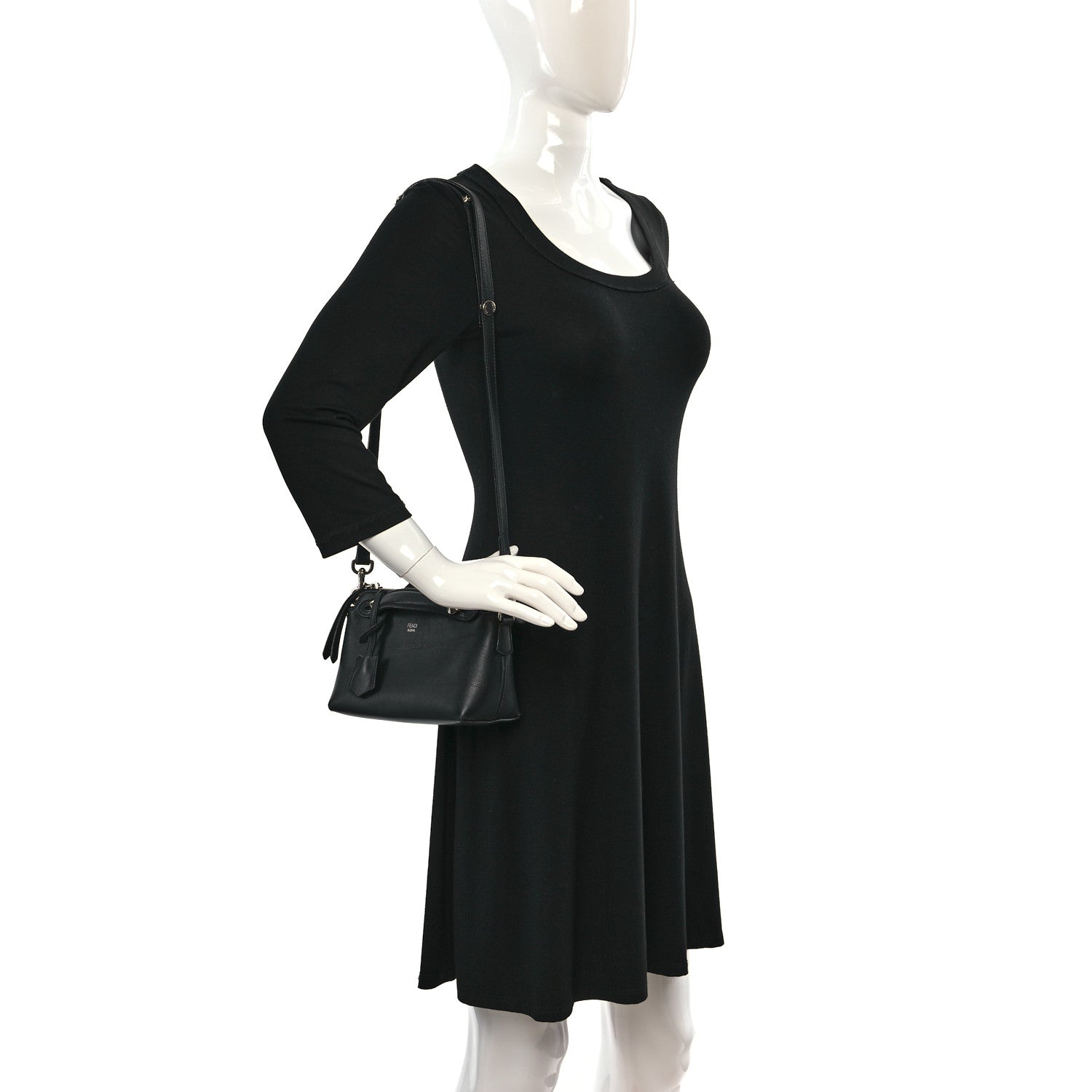 Fendi Vitello Dolce Mini By The Way Boston Bag Black 2 of 9