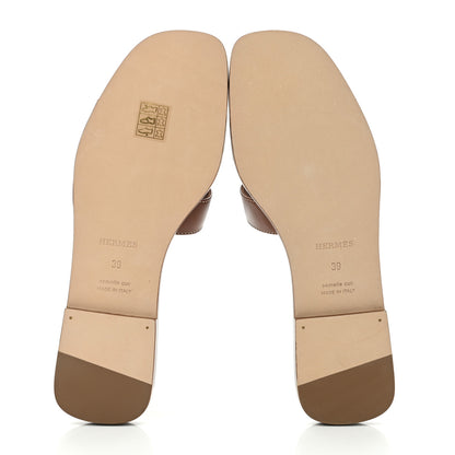 Hermes Box Calfskin Oran Sandals 39 Gold 5 of 9