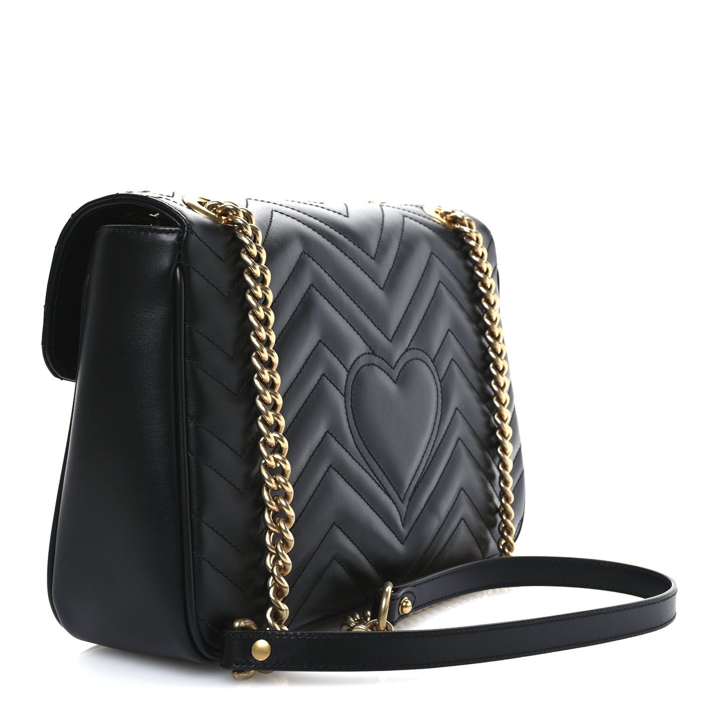 Calfskin Matelasse Medium GG Marmont Shoulder Bag Black