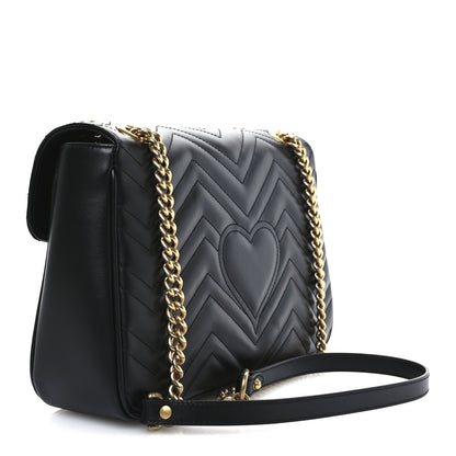 Gucci Calfskin Matelasse Medium GG Marmont Shoulder Bag Black 3 of 11