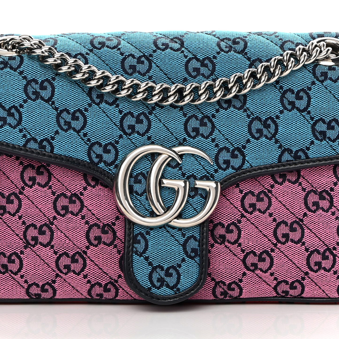 Monogram Multicolor Matelasse Diagonal Small GG Marmont Shoulder Bag Light Blue Pink Blue Green Red