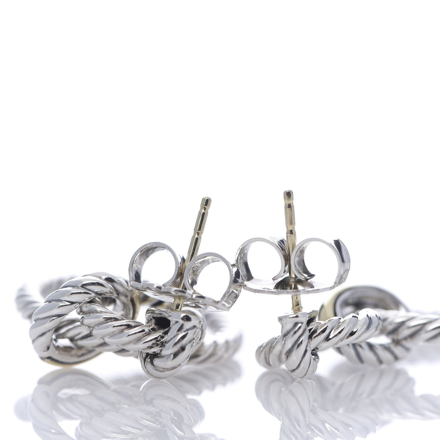 David Yurman Sterling Silver 18K Yellow Gold Cable Classics Doorknocker Earrings 2 of 3