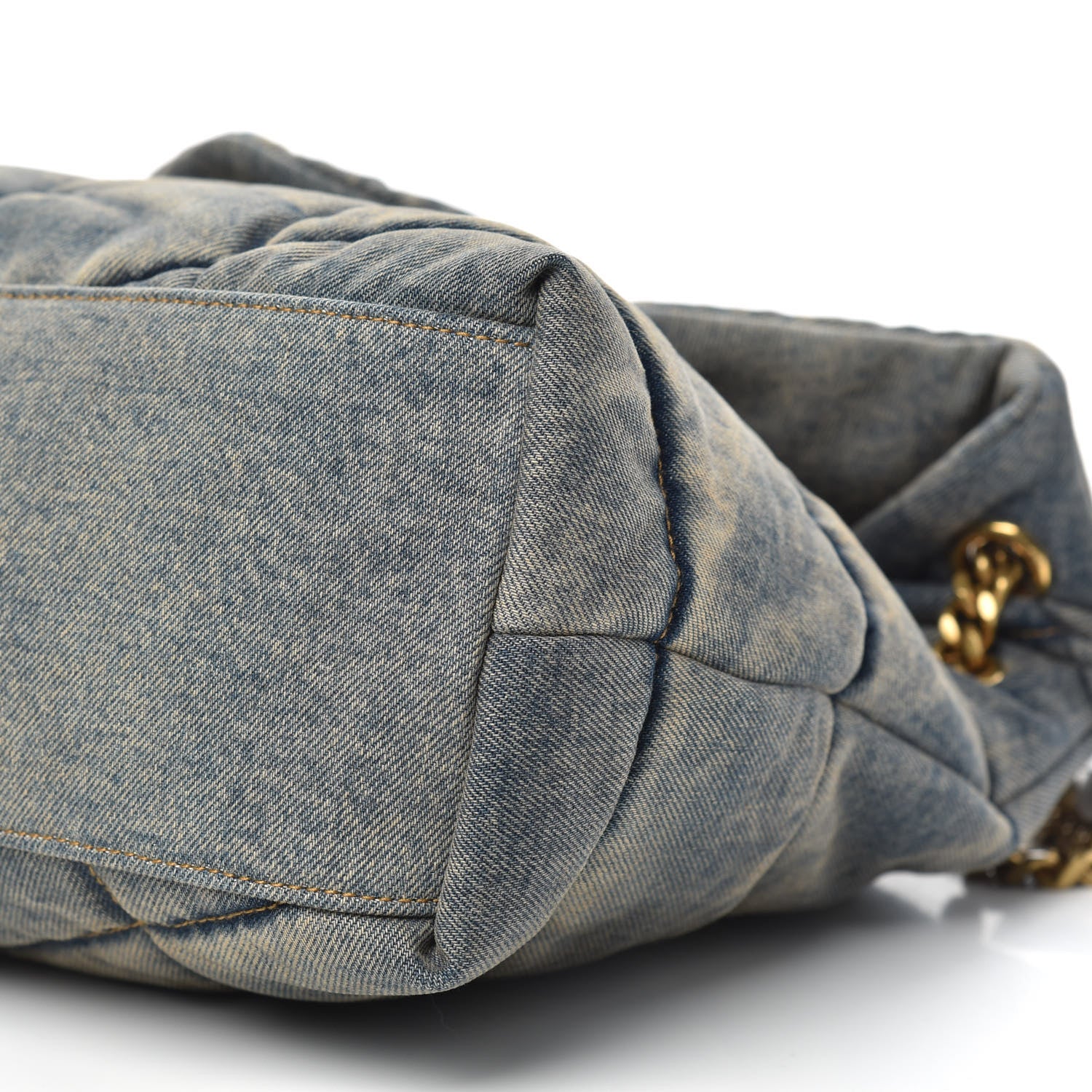 Saint Laurent Denim Quilted Medium Loulou Puffer Monogram Chain Satchel Blue Cinnamon 9 of 9