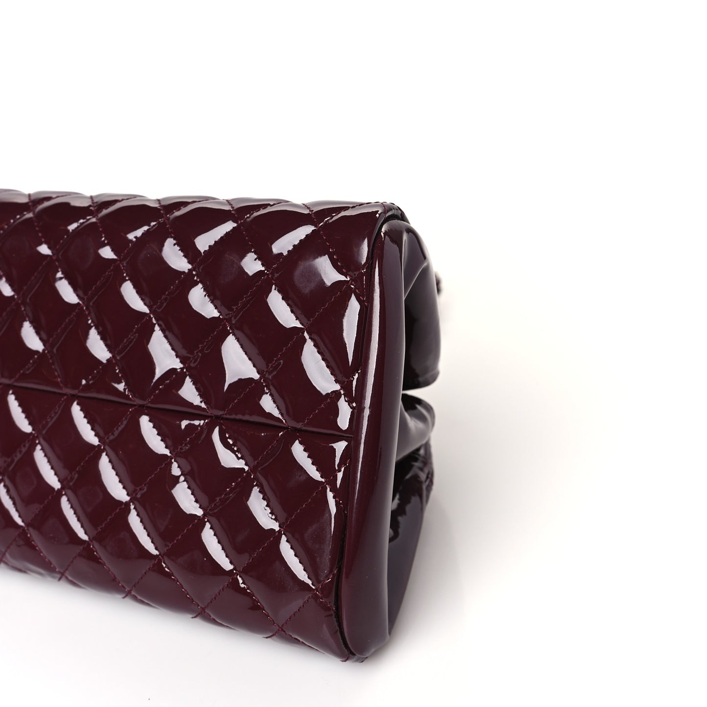 Patent Quilted Medium Just Mademoiselle Bowling Bag Burgundy