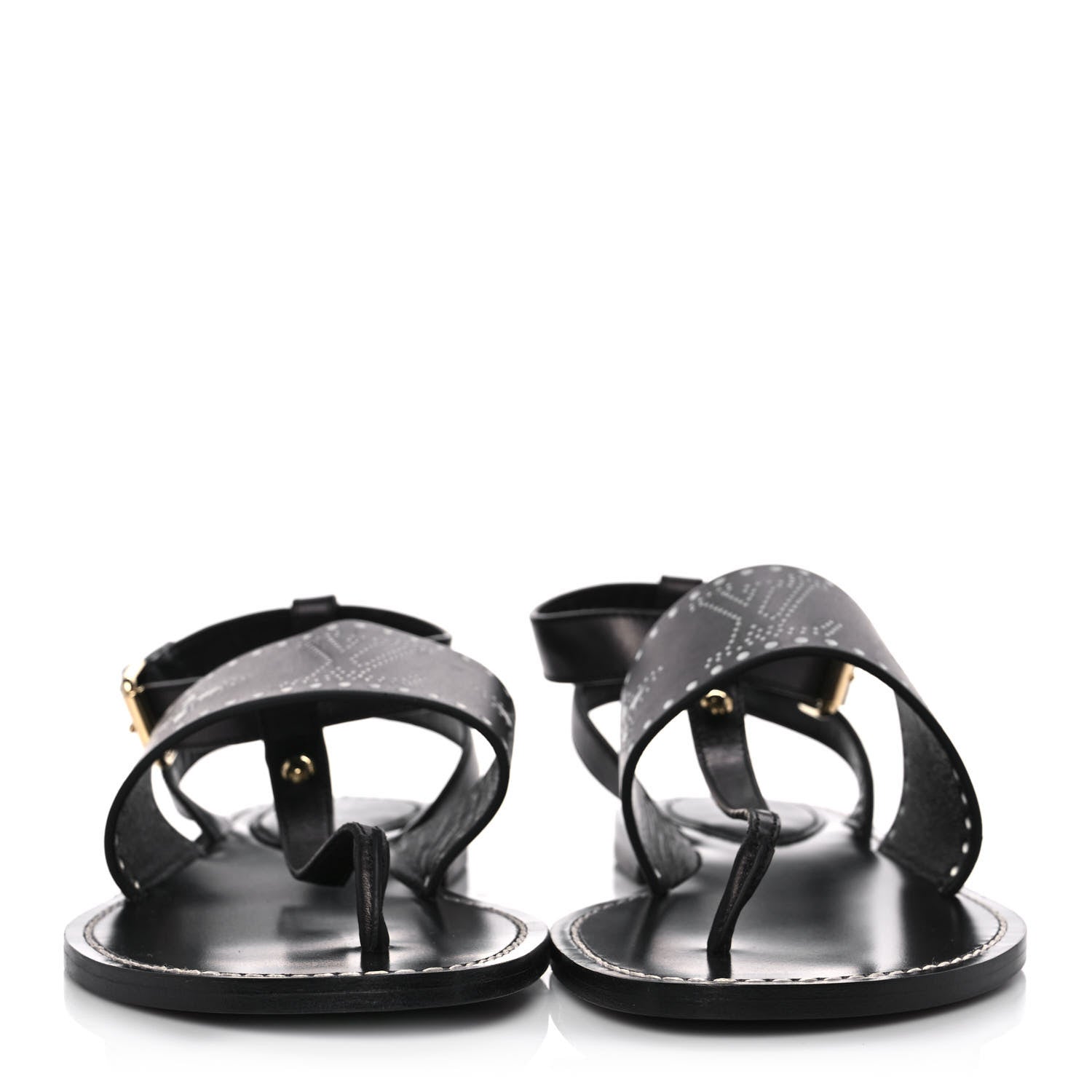 Louis Vuitton Soft Calfskin Perforated Horizon Flat Sandals 38 Black 2 of 10
