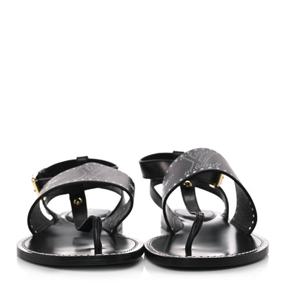 Louis Vuitton Soft Calfskin Perforated Horizon Flat Sandals 38 Black 2 of 10