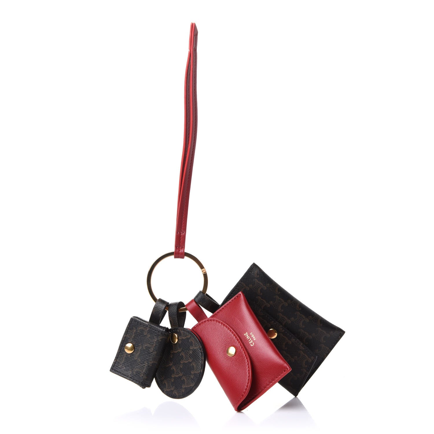 Celine Triomphe Lambskin Multi Key Ring Coin Card Case 1 of 8