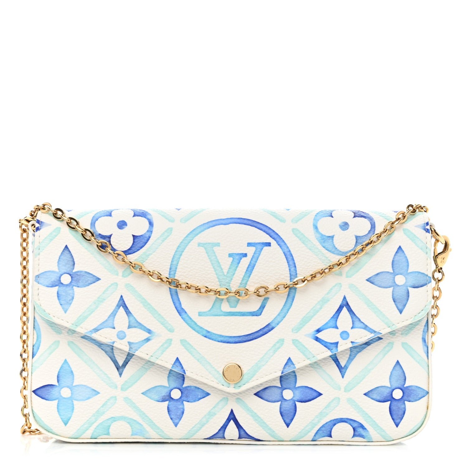 Louis Vuitton Monogram Giant By The Pool 2.0 Felicie Pochette Chain Wallet Lagoon Blue 3 of 13