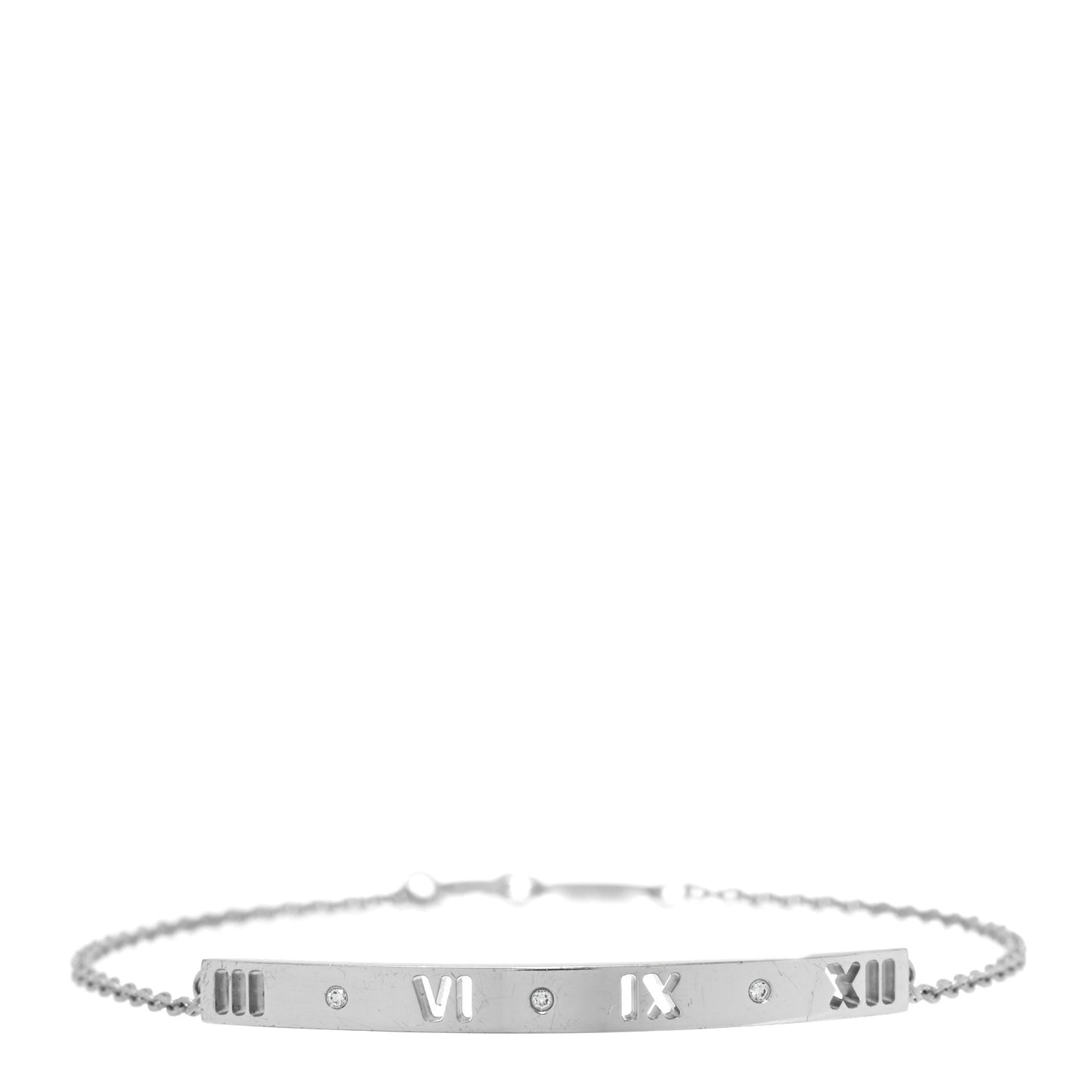 18K White Gold Diamond Atlas Bar Pierced Bracelet