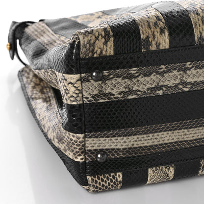 Fendi Snakeskin Striped Large Peekaboo Iconic Satchel Natural Black 8 of 9