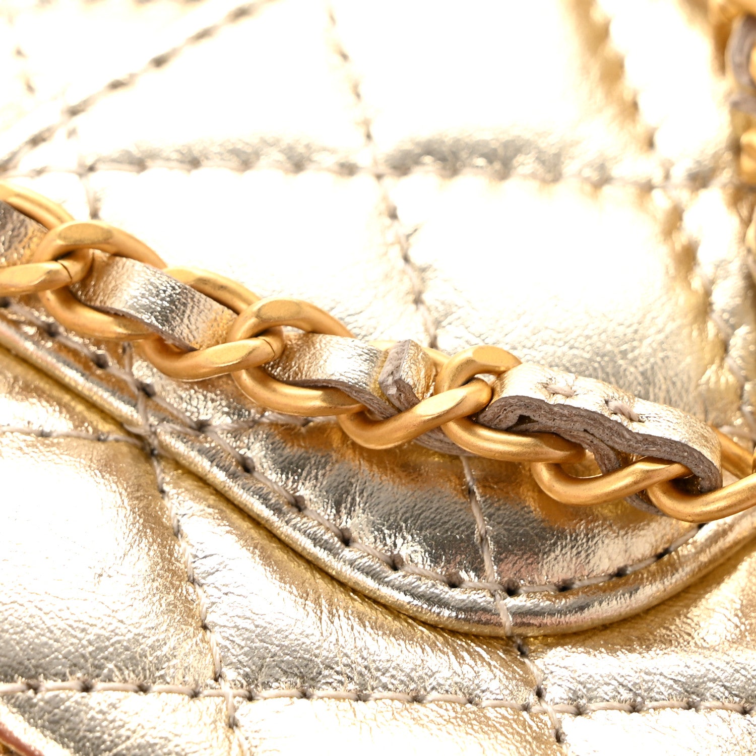 Chanel Metallic Calfskin Quilted Mini Flap Bag Charm With Hook Gold 7 of 7