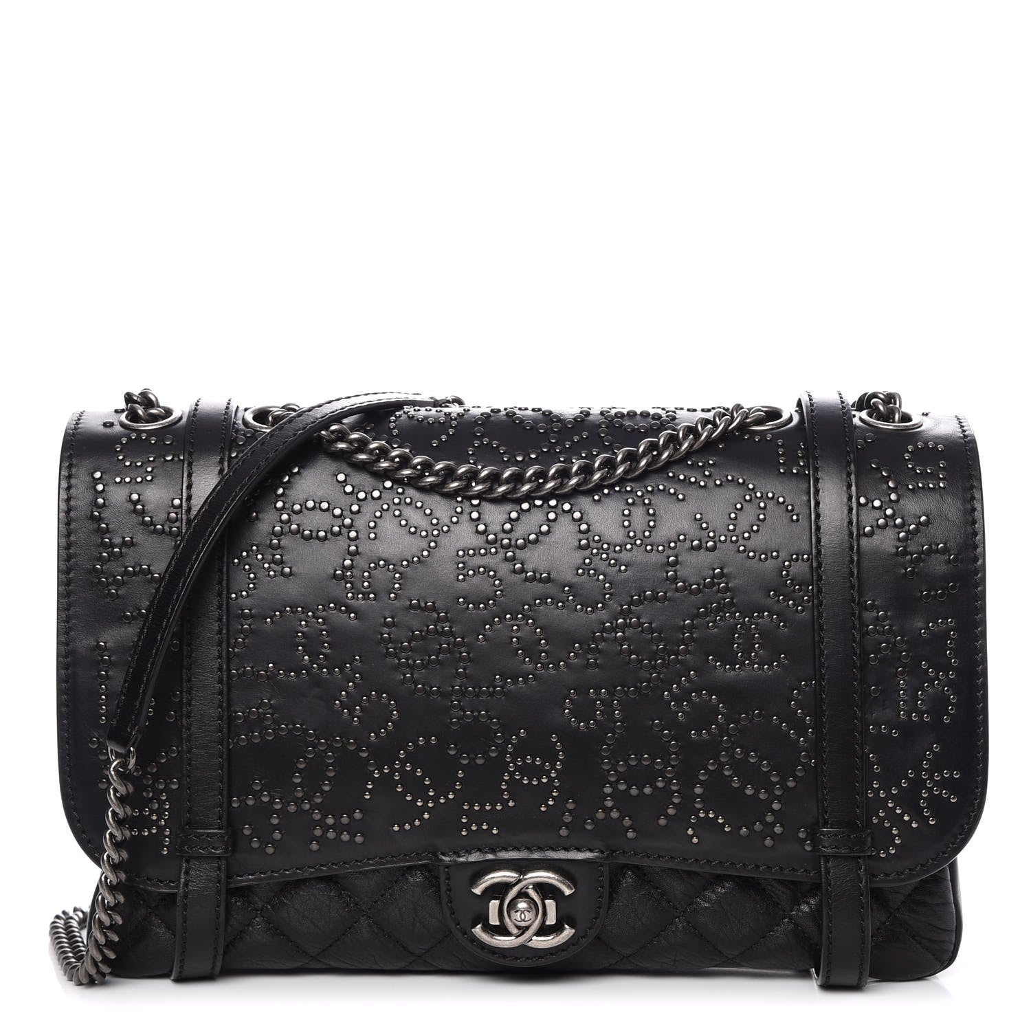 Chanel Studded Calfskin Lambskin Paris Dallas Flap Black 1 of 7