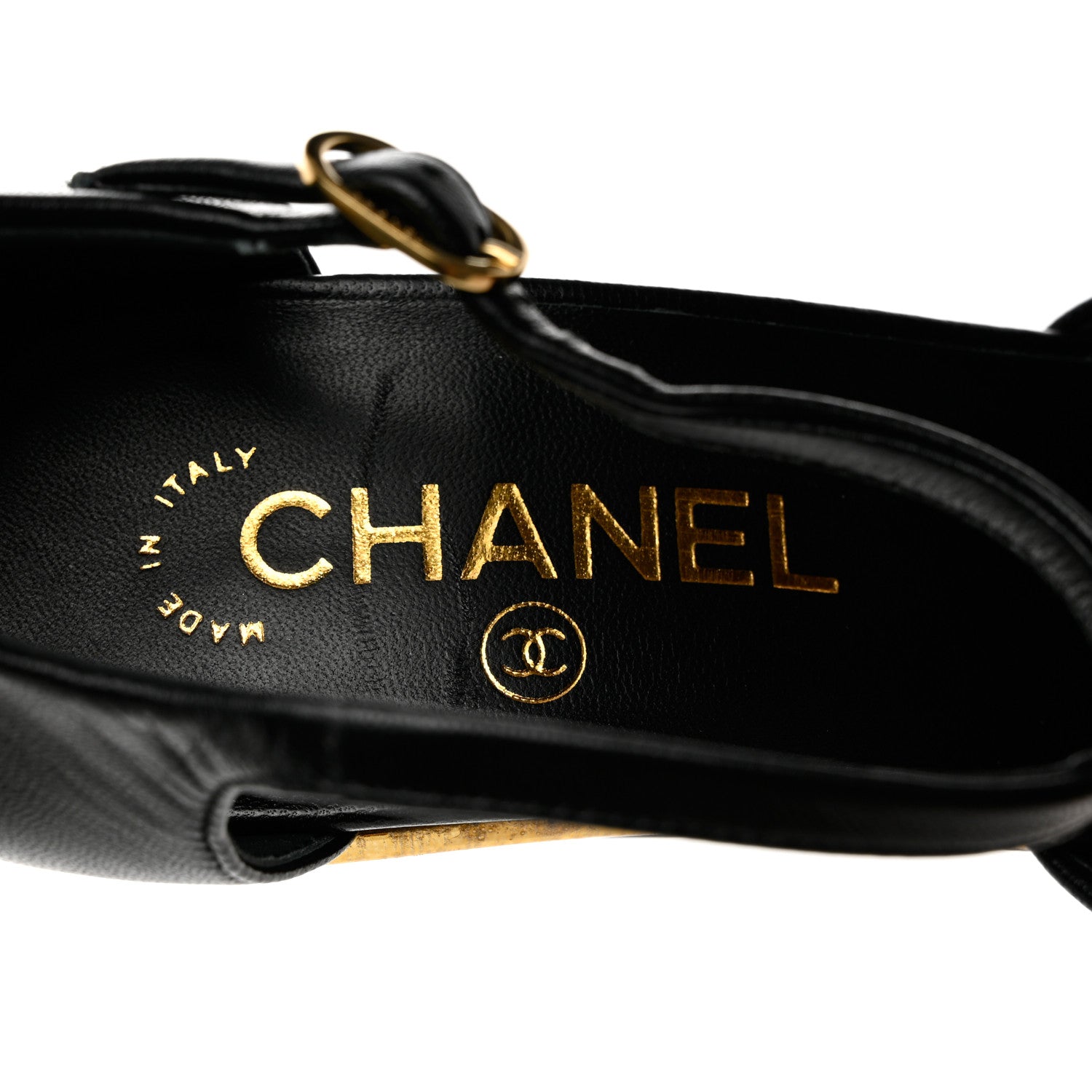 Chanel Lambskin Cap Toe Open Wedge 38 Black 7 of 8