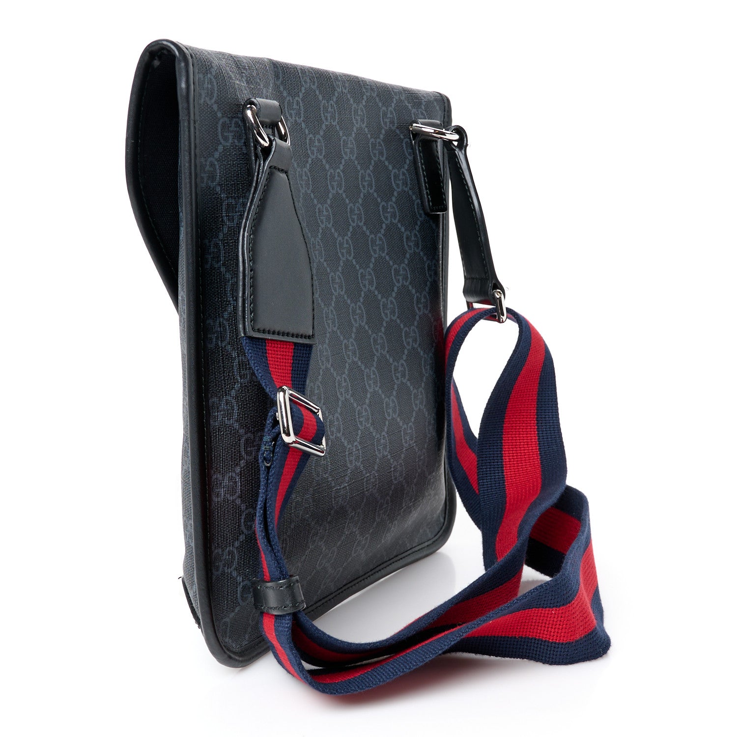 Gucci GG Supreme Monogram Web Medium Messenger Bag Black Grey 3 of 12