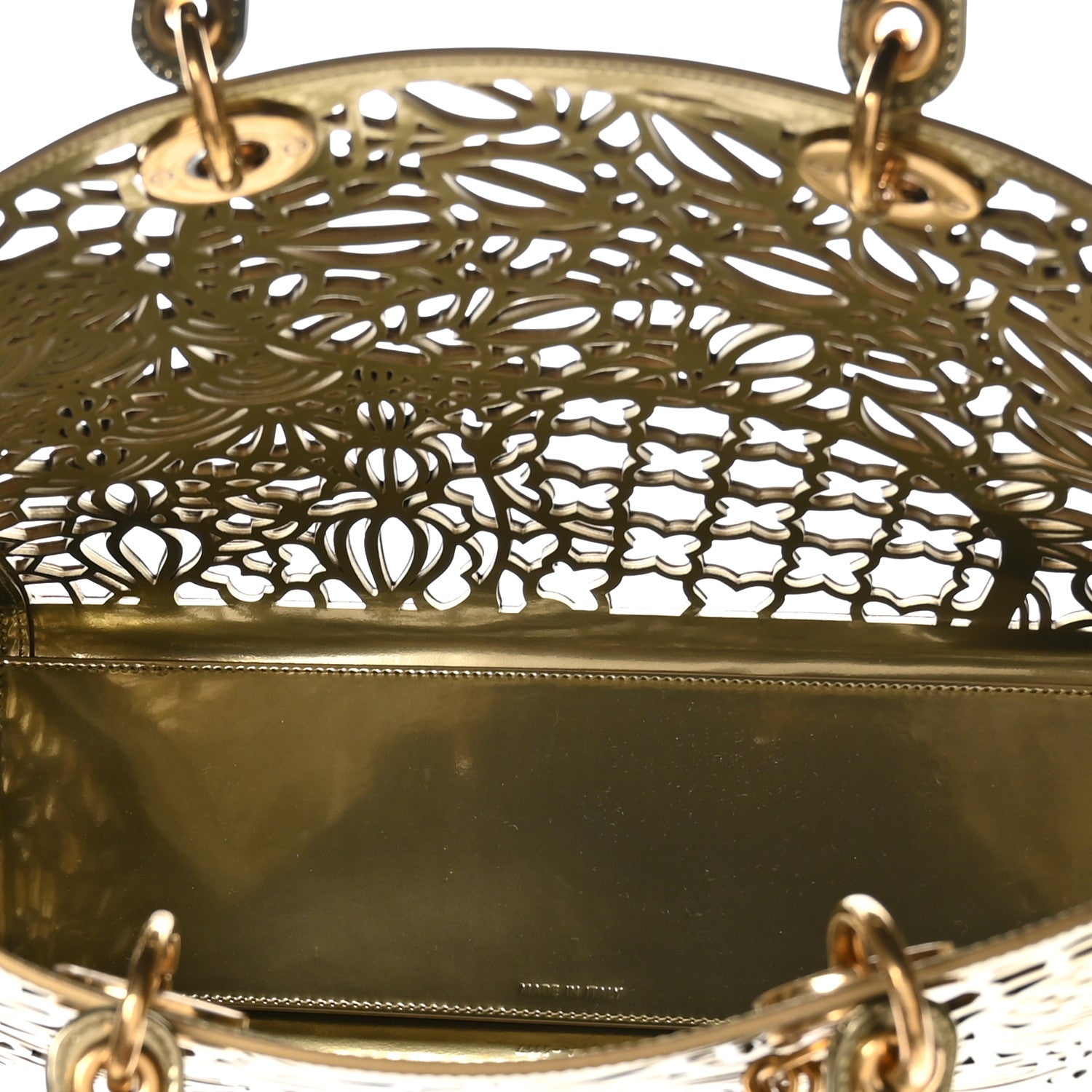 Christian Dior X DAVID WISEMAN Metallic Calfskin Laser Cut Large Lady Dior Gold 5 of 11