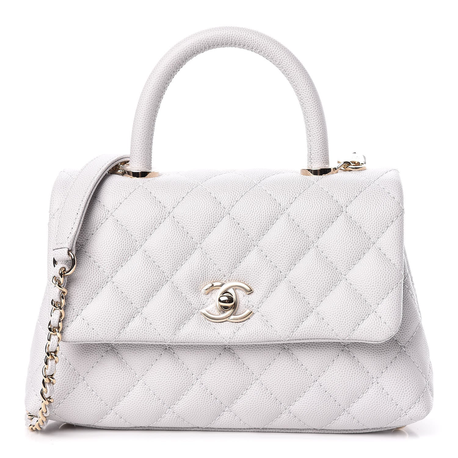 Chanel Caviar Quilted Mini Coco Handle Flap Light Grey 1 of 11