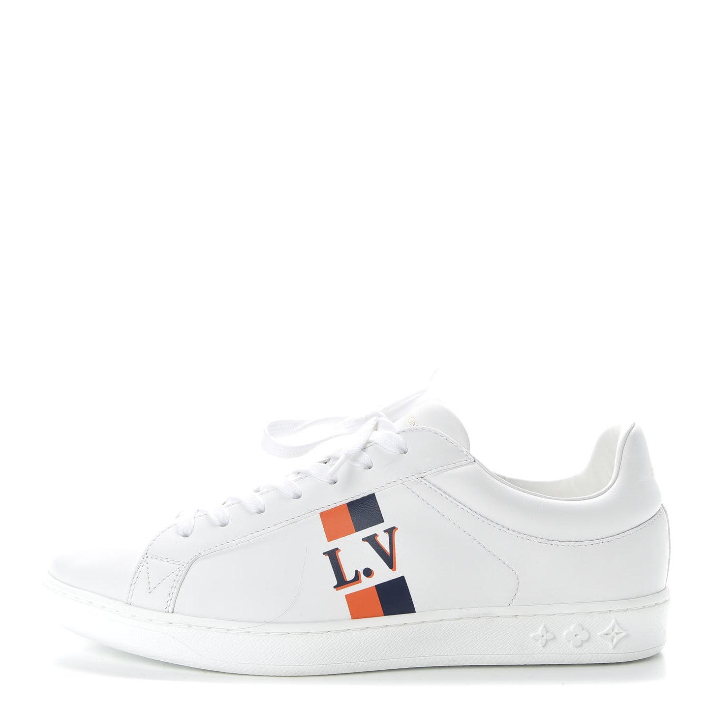 Calfskin Mens Luxembourg Sneakers 7 White Orange Navy