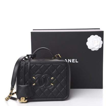 Chanel Caviar Quilted Medium CC Filigree Vanity Case Black 10 of 10