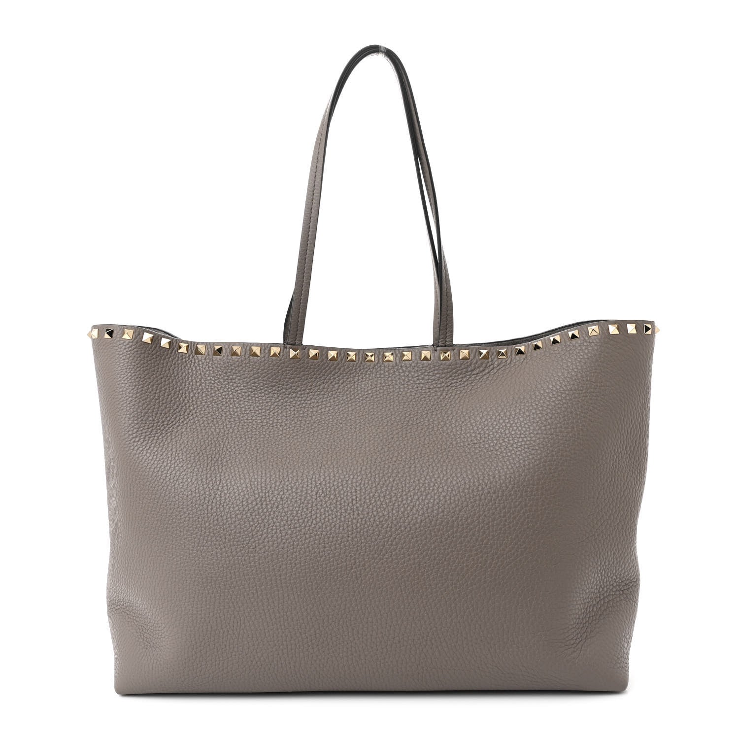 Valentino Garavani Grained Calfskin Small Rockstud Shoulder Tote Dove Gray 1 of 9