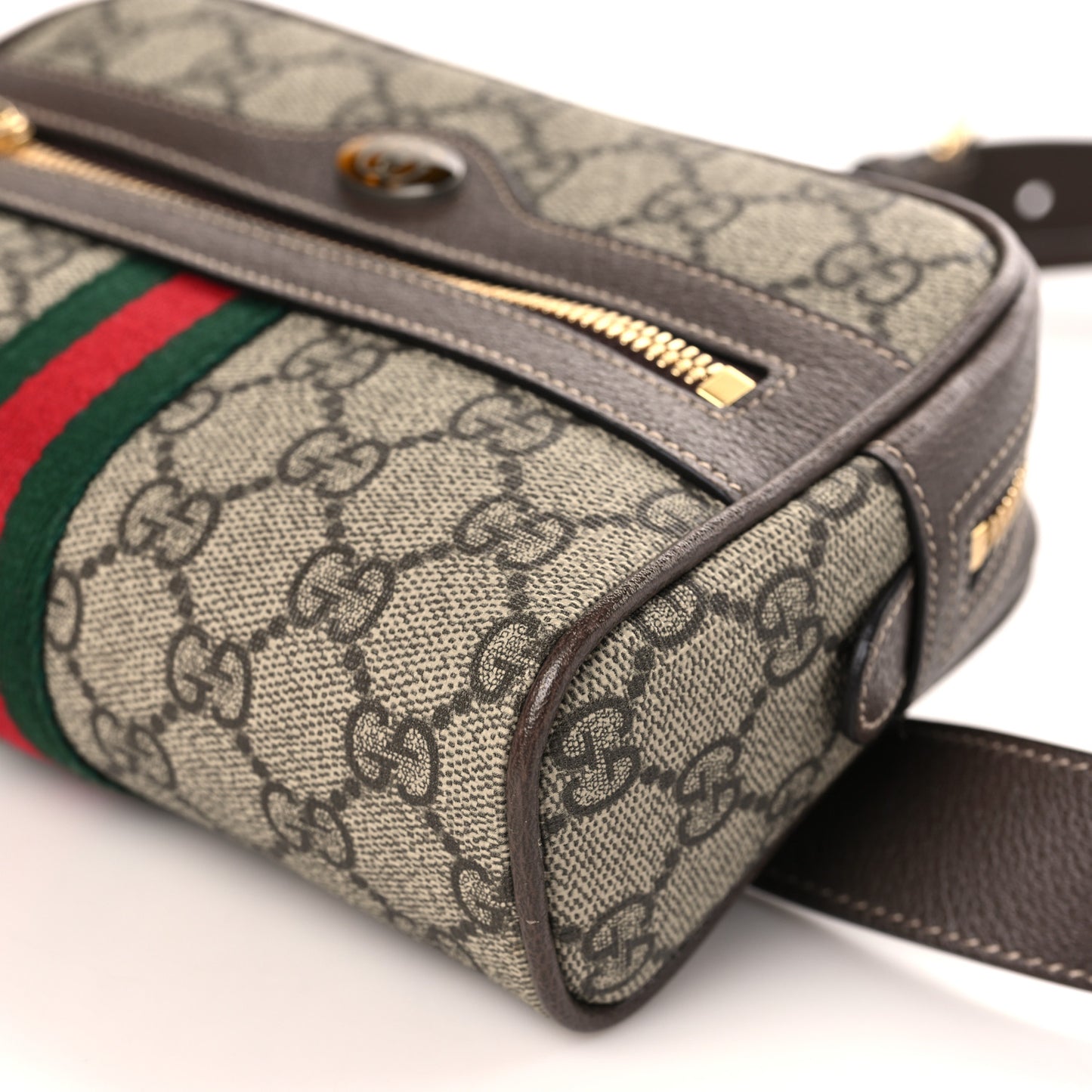 GG Supreme Monogram Web Small Ophidia Belt Bag 95 38 Dark Brown