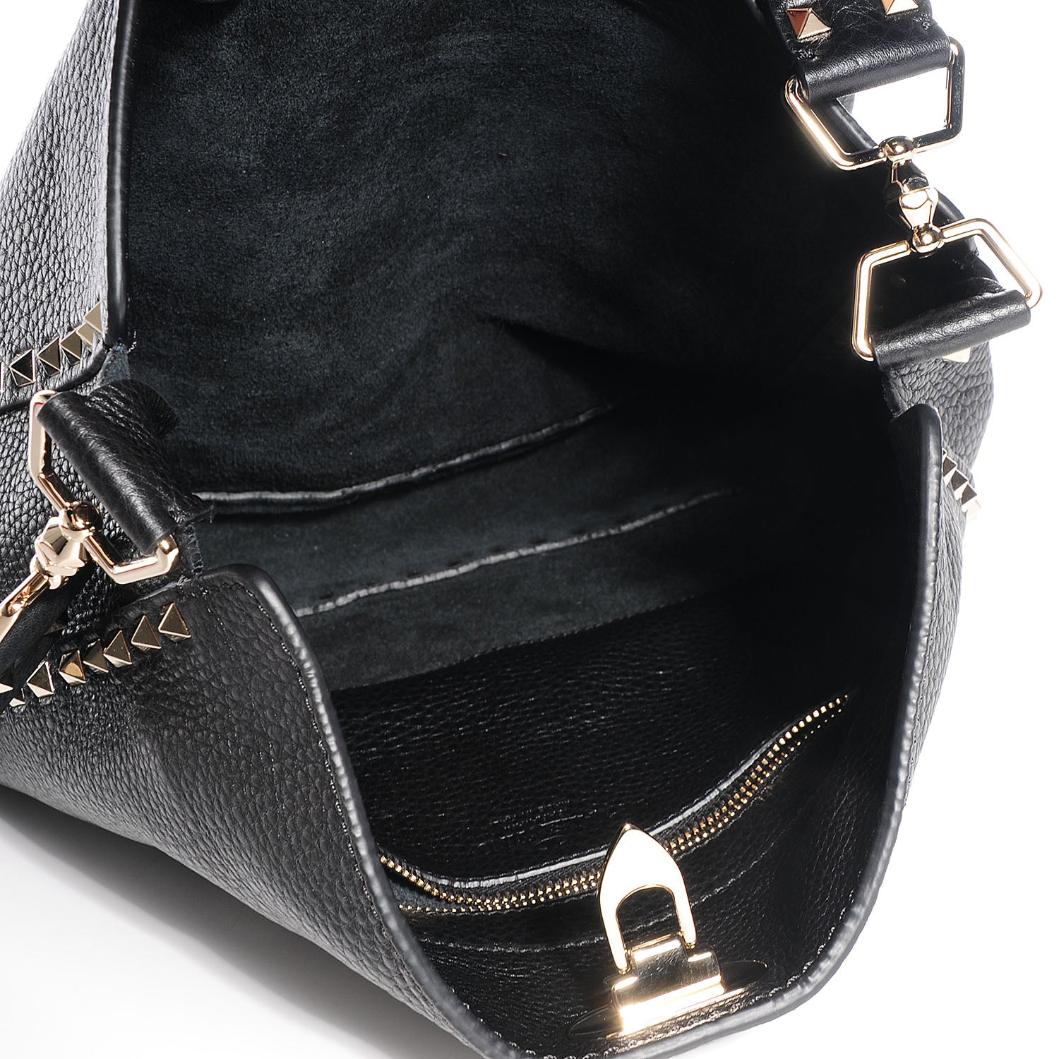 Valentino Garavani Pebbled Calfskin Large Rockstud Flip-Lock Messenger Bag Black 7 of 7