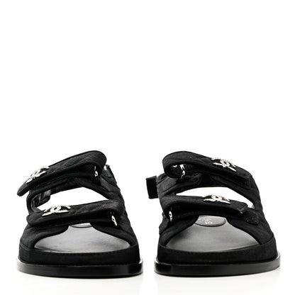 Chanel Mixed Fibers Velcro Dad Sandals 39 Black 2 of 12