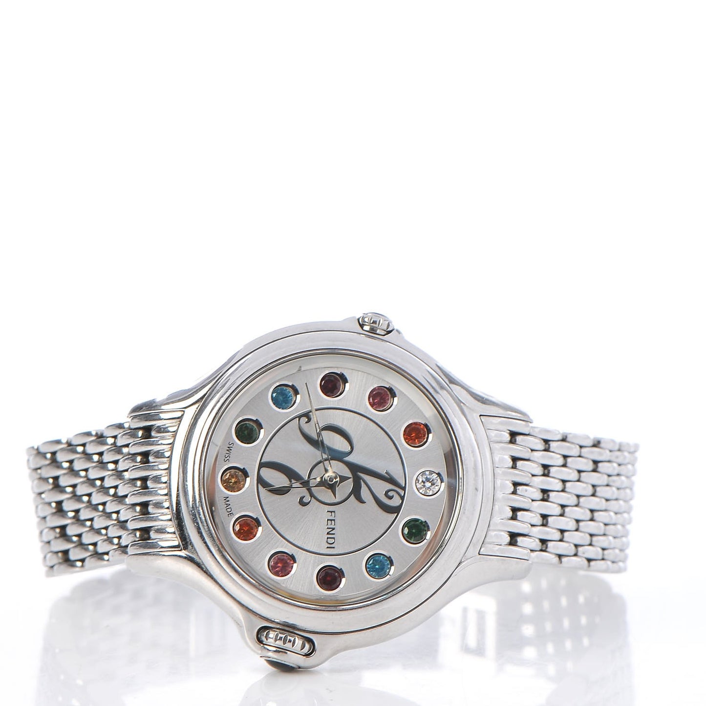 Stainless Steel Diamond Topaz 38mm Crazy Carats Rotating Gem Quartz Watch
