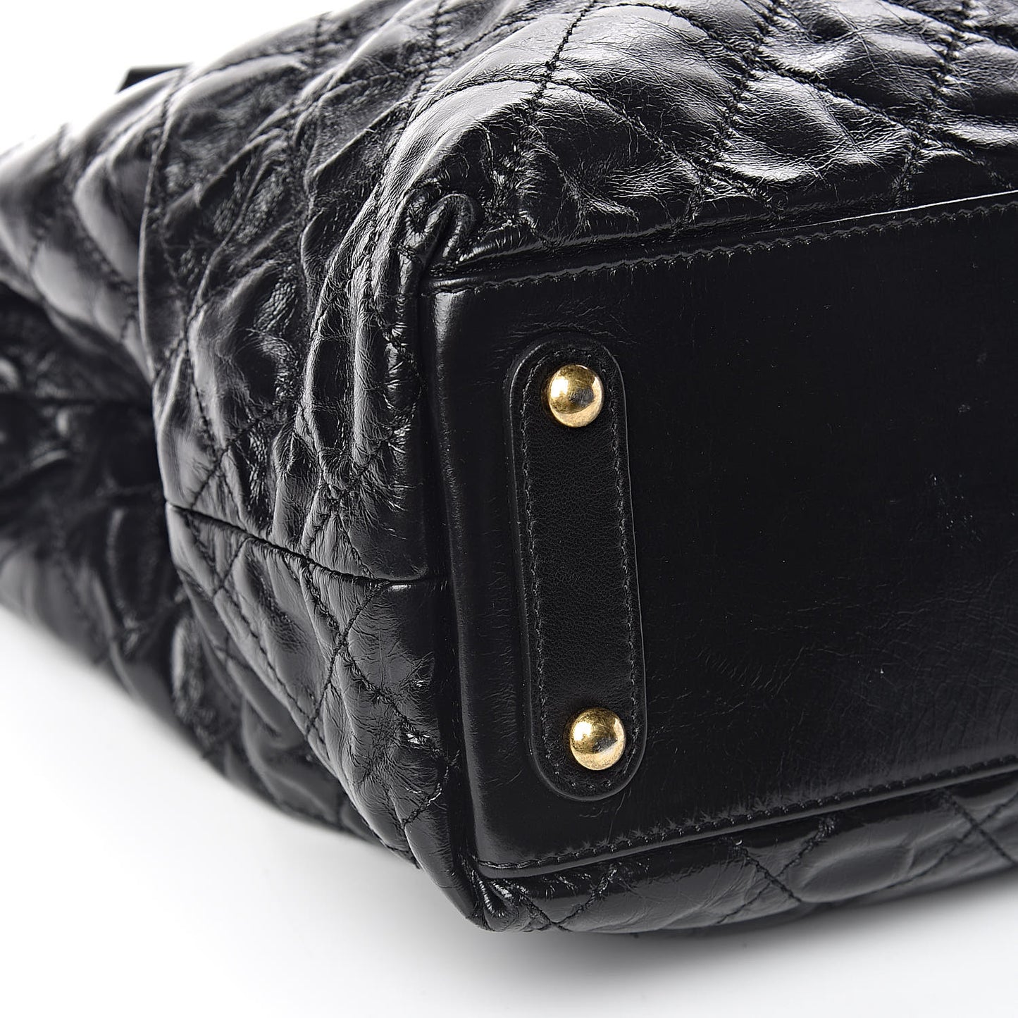 Glazed Calfskin Stingray Large Bindi CC Tote Black