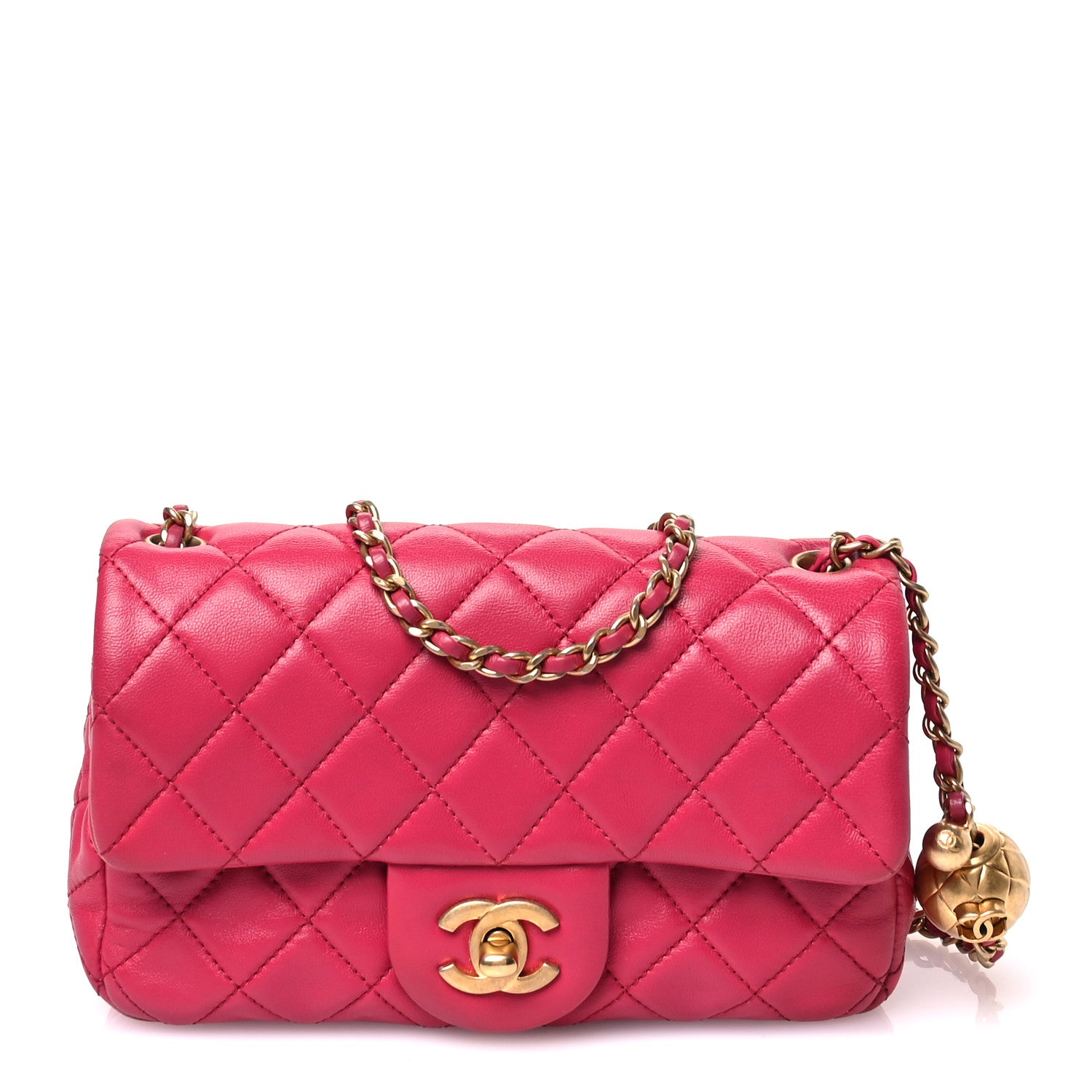 Chanel Lambskin Quilted Mini Rectangular Pearl Crush Flap Fuchsia 1 of 10