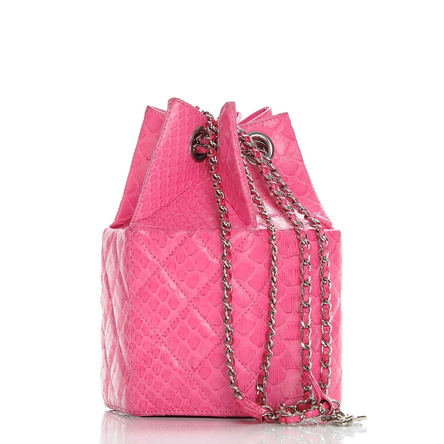 Chanel Python Quilted Drawstring Bag Pink 3 of 10