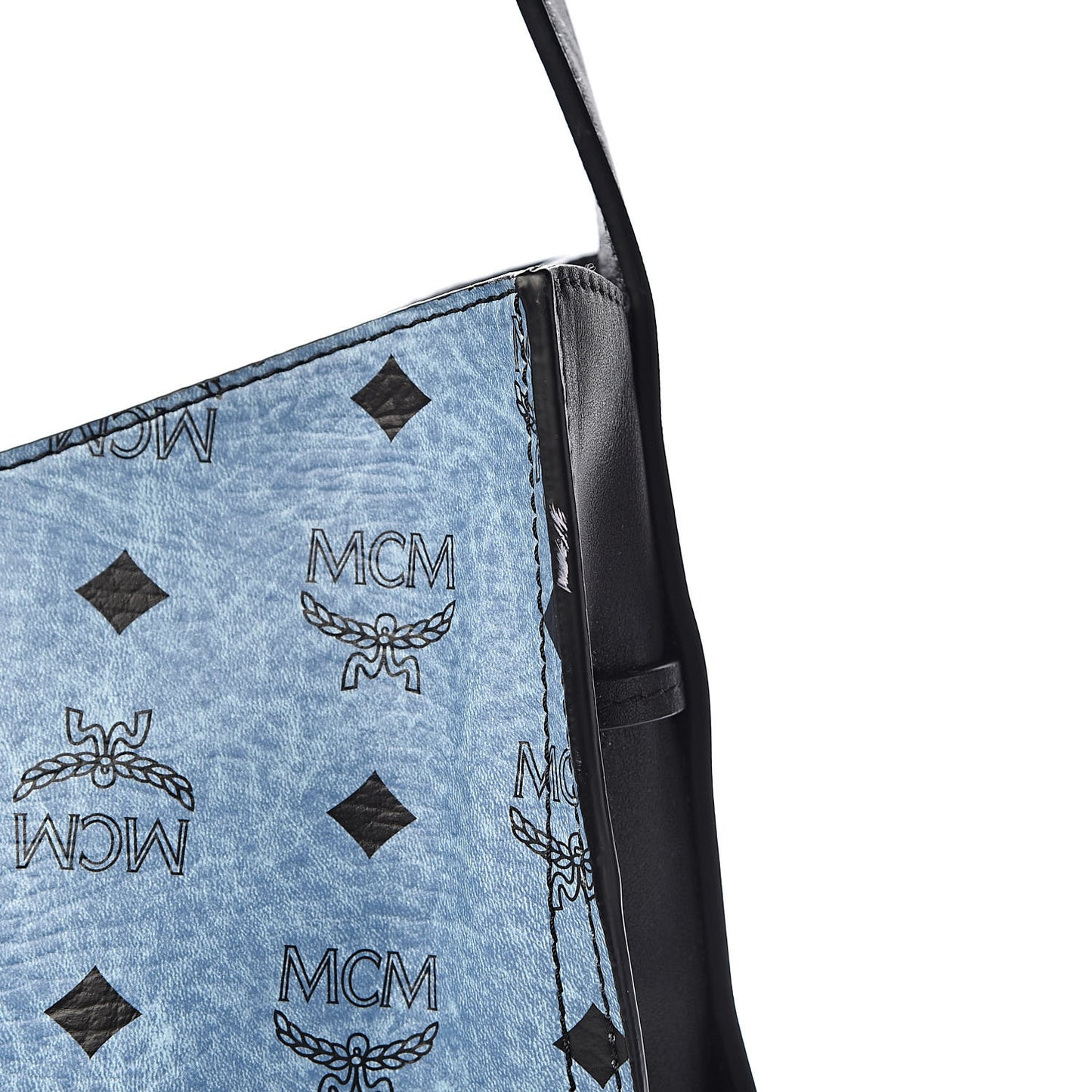 Visetos Calfskin Drawstring Shoulder Bag Munich Blue