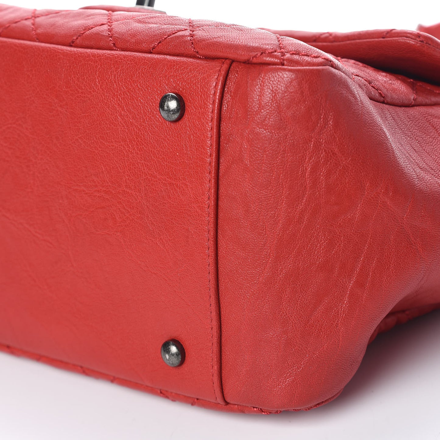 Calfskin Quilted Front Pocket Tote Red