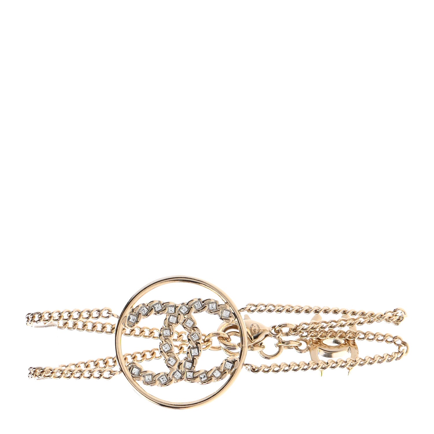 Chanel Baguette Crystal High Society CC Chain Bracelet Gold 1 of 3